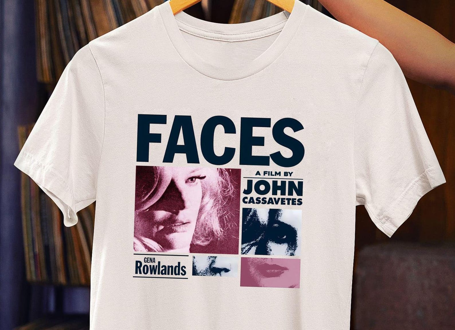 Gena Rowlands Faces Movie T-Shirt: John Cassavetes Film 3XL