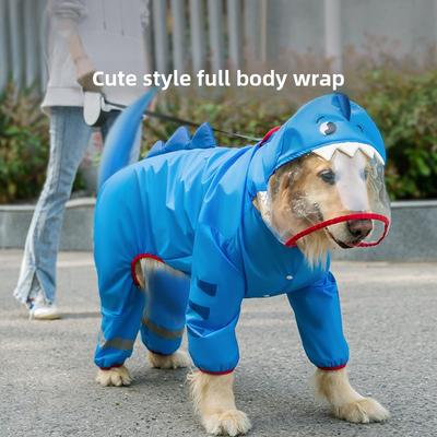 Golden Retriever Dog Big Dog Raincoat Medium and Large Dog Four-legged Waterproof All-inclusive Rainy Day Clothes Labrador Pet Poncho
