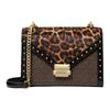 Geantă de umăr Whitney cu logo și imprimeu leopard din păr de vițel pentru femei, culoare unt