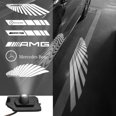 2 st Ängelvingar Matta Ljus LED Backspegel Projektorlampa För Mercedes Benz AMG A B C E S-klass GLA GLB GLC CLS EQC