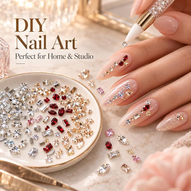 1440 PCS / Set Mini Flat Bottom Sparkling Diamond Nail Jewelry Set