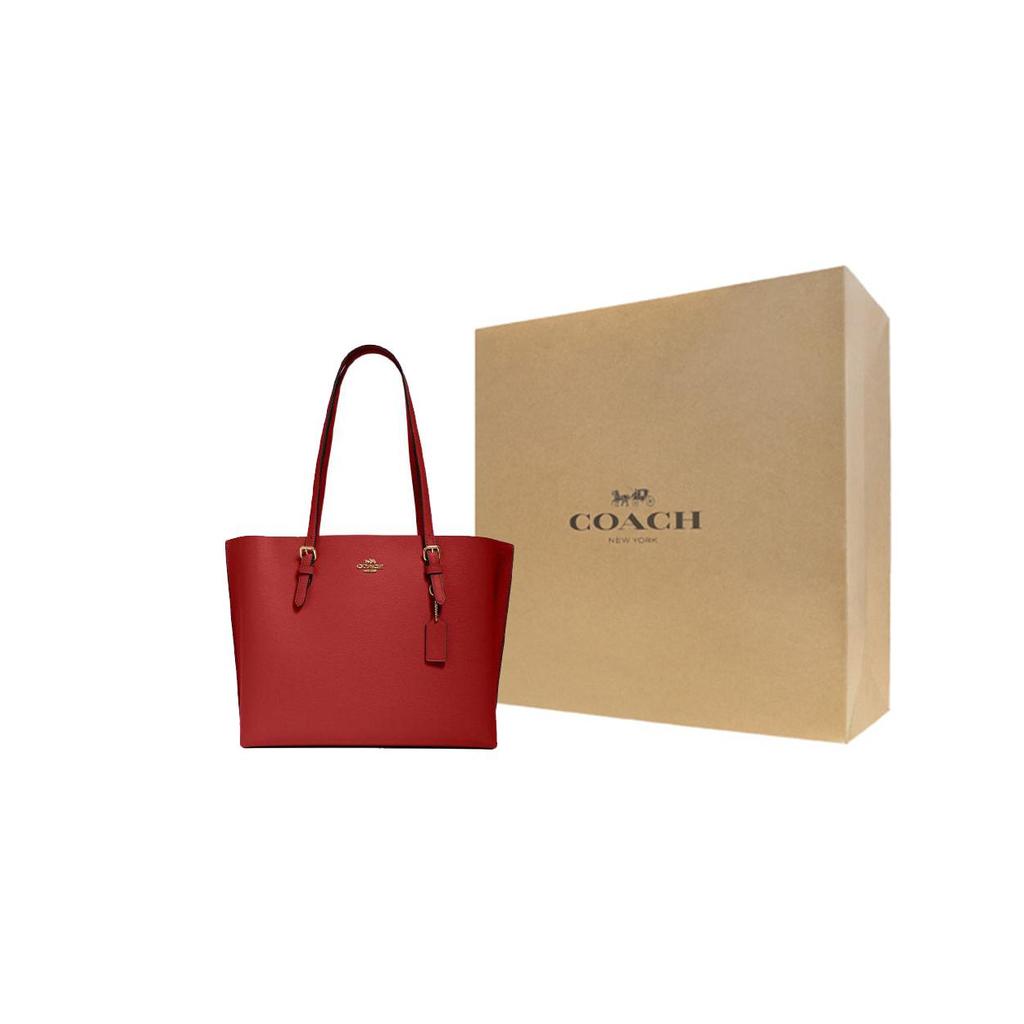 COACH Mollie Cow Leather Tote Bag, Shopping Bag, Shoulder Bag, Handbag 34 Women's Red 1671-IMP1Y