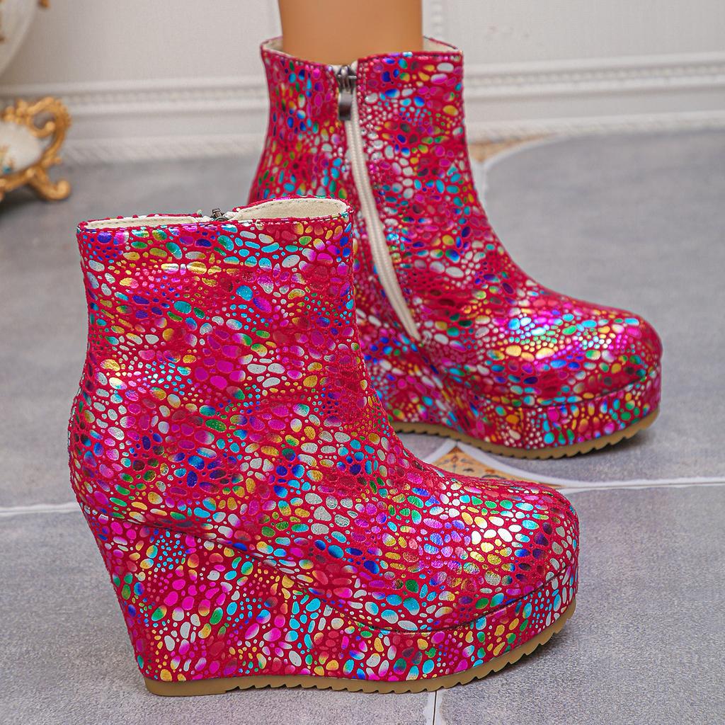 Neue Damen Plateaustiefel mit Keilabsatz, Knielange Nicht Über dem Knie Hohe Absätze Knöchel Kurze Stiefel, Große Größen Mode Damen Schuhwerk