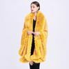 Elegant V Lapel Faux Rex Rabbit Fur Coat Cape Winter Women Big Long Shawl Full Trim Fur Knit Cloak Overcoat Large Size Parka