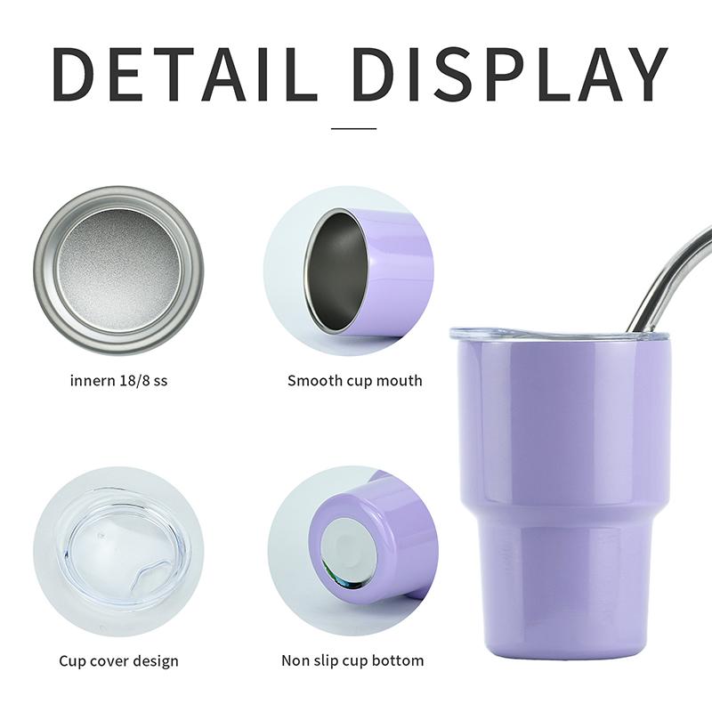 LMETJMA 2oz Mini Tumbler Double Stainless Steel Vacuum Cup Sublimation Shot Glass Tumblers Mugs with Straw and Lids JT228