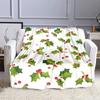 Festive Holly and Berry Pattern Patterned Flannel Blanket Perfect for the Bedroom Living Room, Sofa, or a Little Nap
