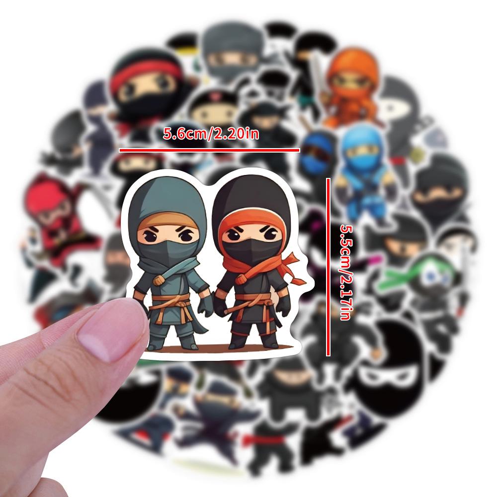 60 Cartoon Ninja Graffiti Stickers voor Doe-het-zelf Decoratie – Waterdicht voor Bekers & Skateboards