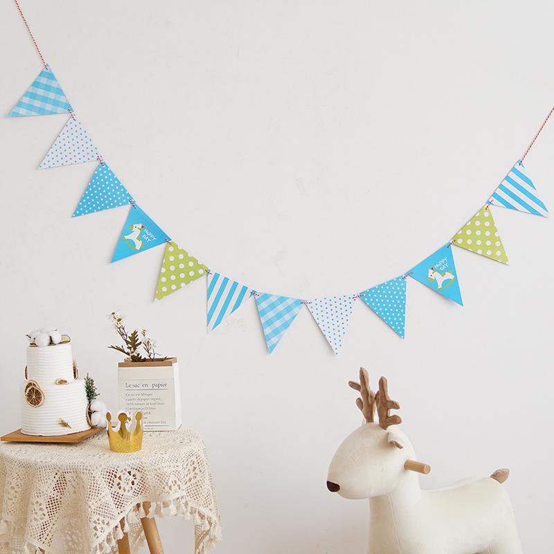 Fresh Triangle Birthday Banner: Fairy & Little Boy Theme Garland