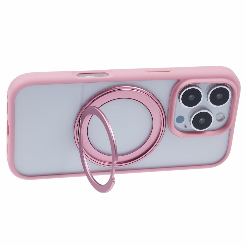 For iPhone 16 Pro Case PC+TPU Phone Cover Rotation Ring Holder Kickstand