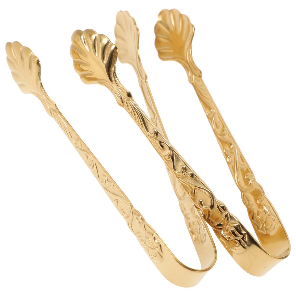 2 Pcs Food Clip Kitchen Supplies Ice Cube Serving Tongs Clips Stainless Steel Clamp Sugar Portable Tweezers Cubes