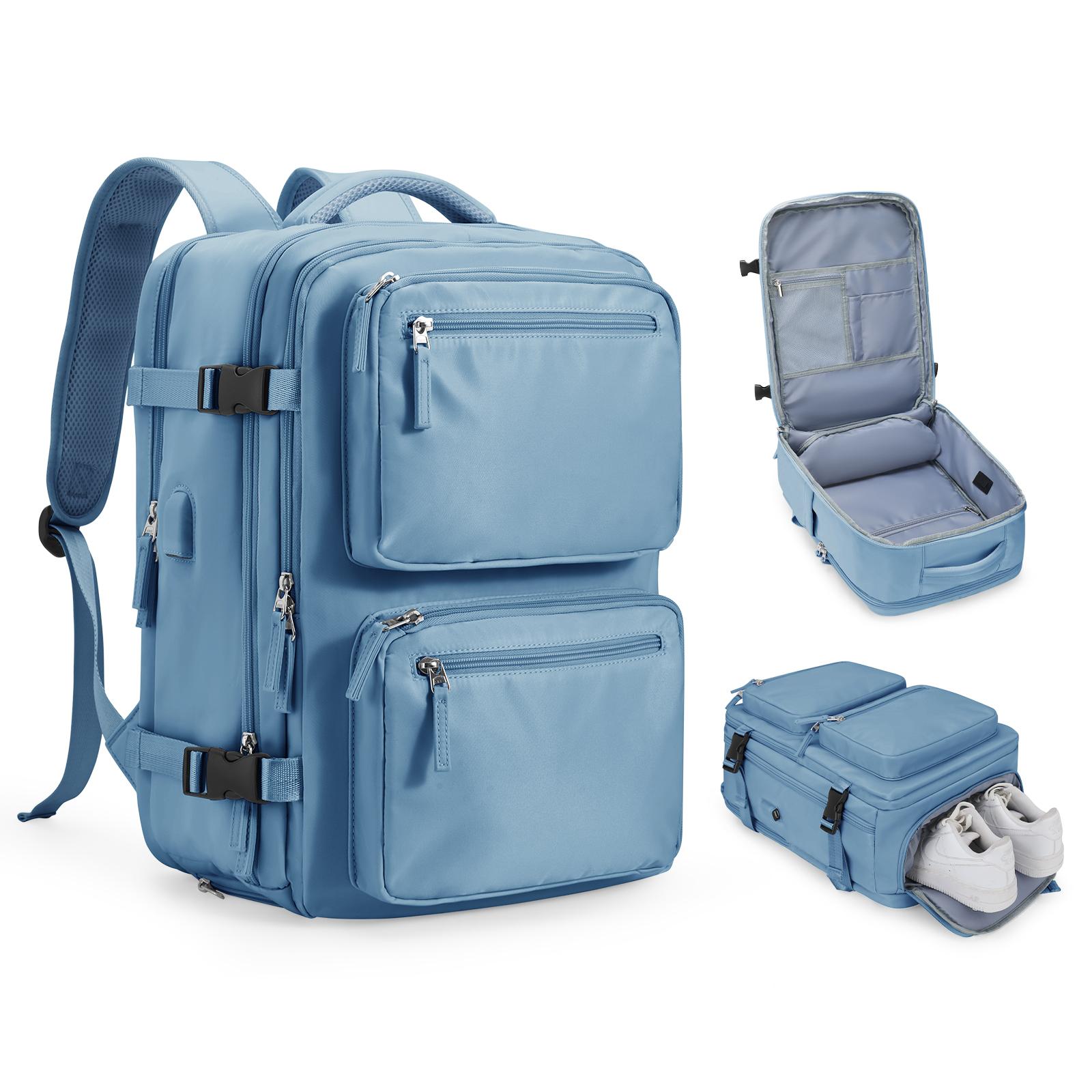 

Большой дорожный рюкзак для женщин и мужчин, сумка для ручной клади, многофункциональный водонепроницаемый рюкзак для самолета с зарядкой через USB, противоугонный рюкзак синий