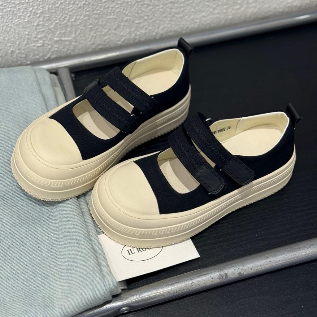 Thick-soled Mary Jane Little White Shoes Women's Spring New Velcro Big Head Heightening Lightweight Casual Muffin Shoes