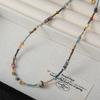 Original Retro Handmade Natural Cyan-blue Stone Collarbone Chain Niche Exquisite Ethnic Rice Bead Beaded Necklace Explosion
