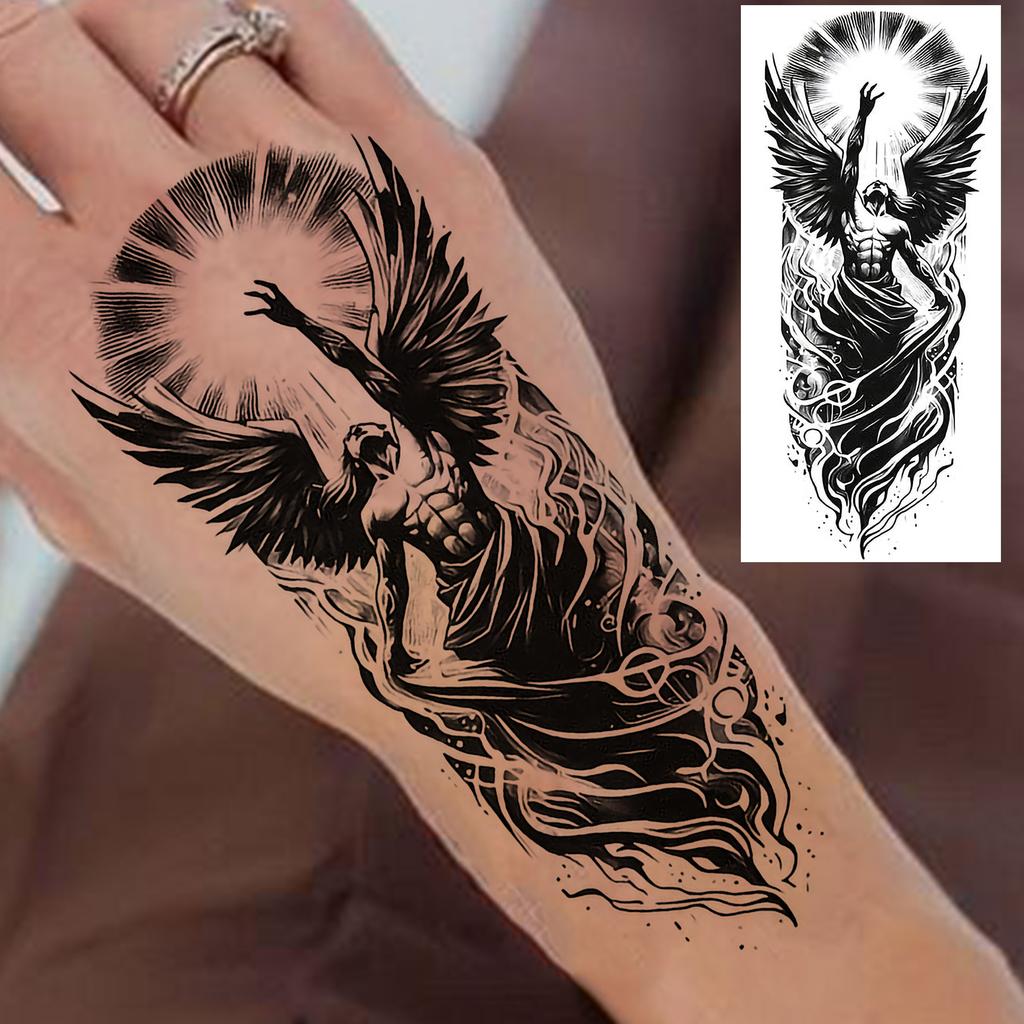 1 Sheet Scary Skull Grim Reaper Temporary Tattoos For Men Women Hand Arm Forearm, Realistic Fake Tattoo Sticker Halloween Tatoos