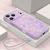 Purple Floral Star Print Lanyard Case For iPhone 18 Pro Max Soft Silicone Cover For iPhone 17 16 15 14 13 Pro Max 17E 16E