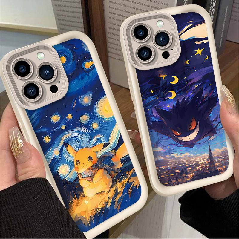 Lovely P-Pokemon Starry Sky Case for IPhone 17 Air 16 16E 15 14 13 12 11 Pro Max X XS X S Max XR SE 2020 SE4 7 8 Soft Back Cover