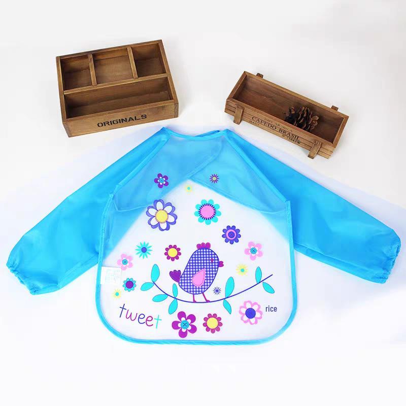 Vattentät vändbar tecknad förkläde och haklapp för barn: Oljesäker för ätande och förskoleaktiviteter