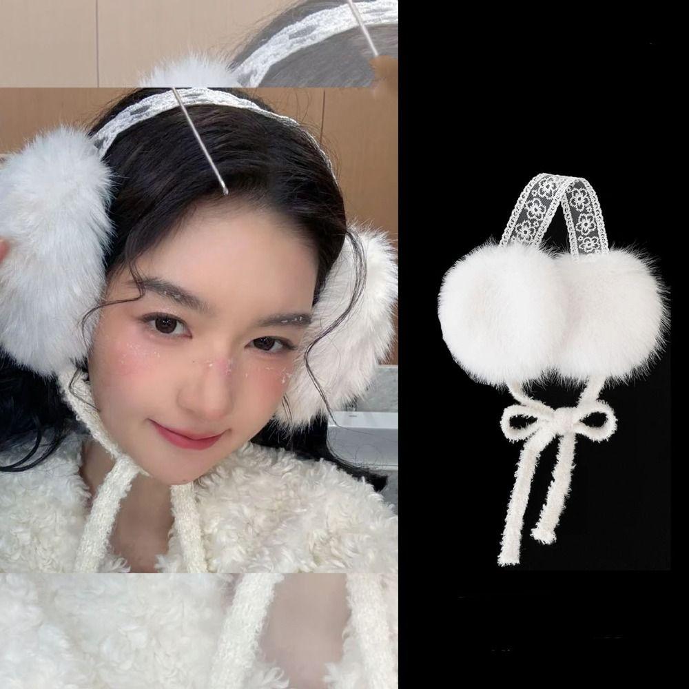 Thicken Lace Plush Earmuffs JK Headwear Ear Cover Cute Winter Earmuffs  Student