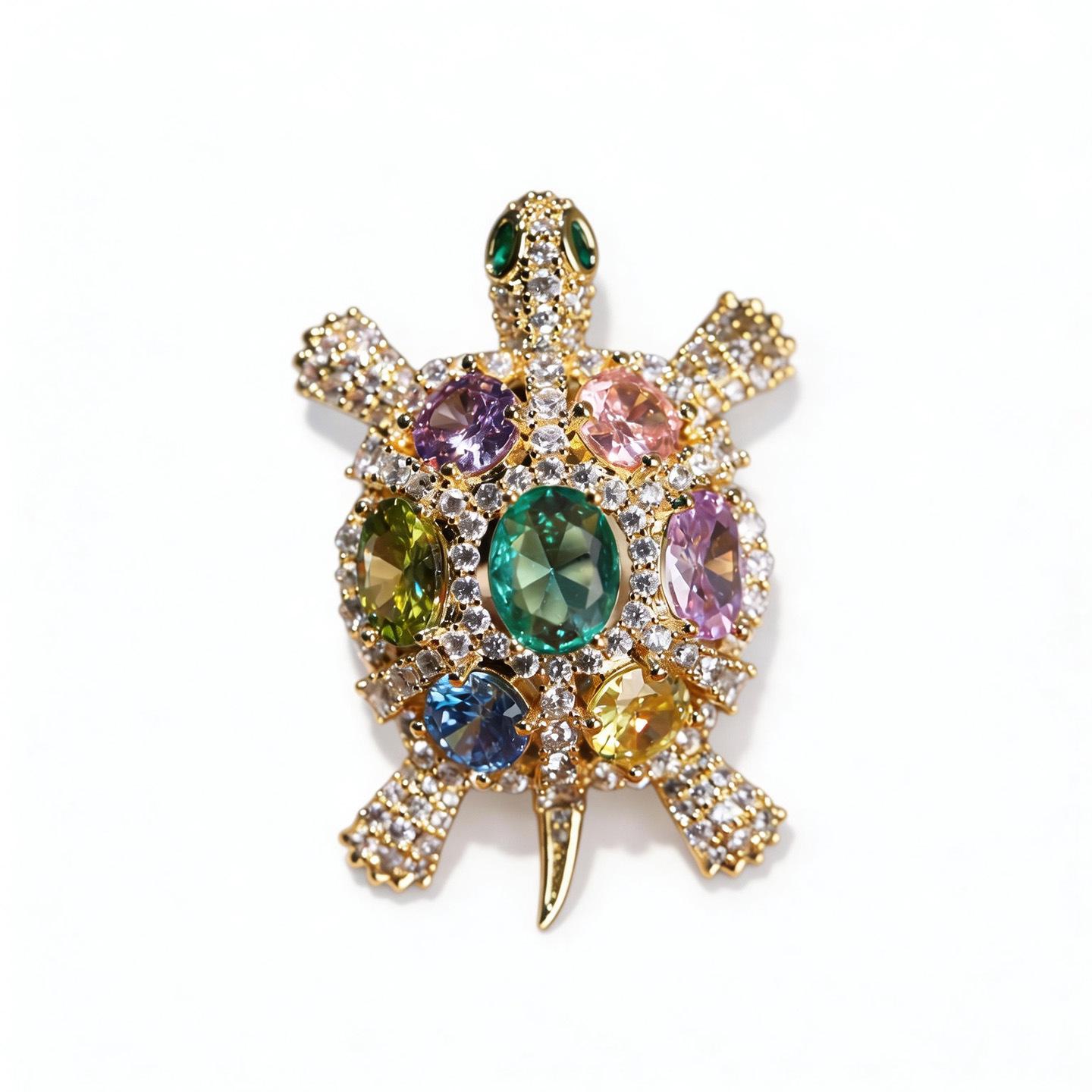 Bo Xin Yun Copper Zirconia Turtle Brooch - Fashionable Cute Sea Turtle Accessory