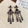 Silver Needle Feather Fringed Earrings Long Light Luxury Atmospheric Stud Earrings Personalized Design Earrings