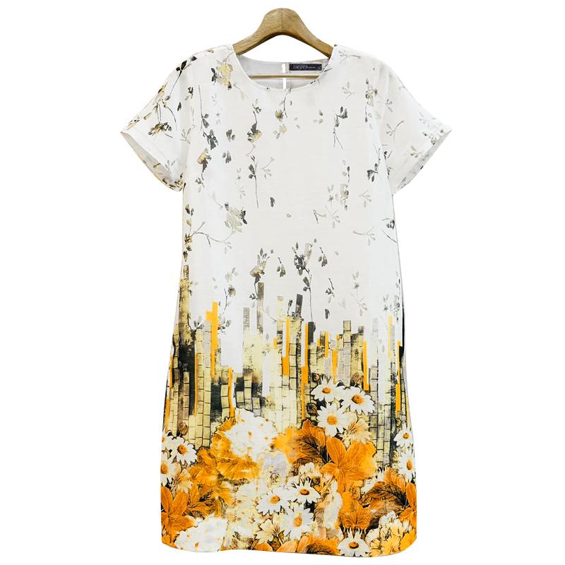ZANZEA Women Casual Round Neck Short Sleeve Summer Floral Dress