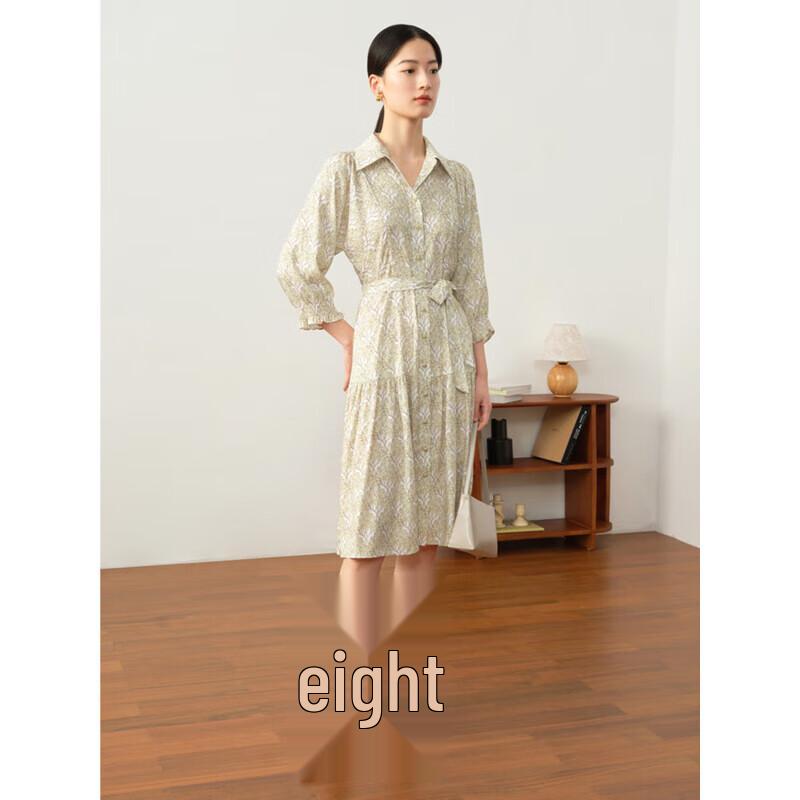 

Anna Coco Ginkgo Print Chiffon X-line Dress M