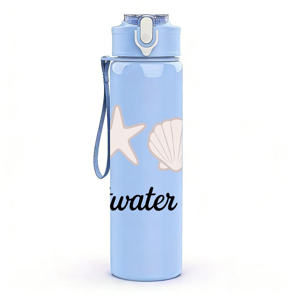 1PC Saltwater Soul Seashell Starfish 750ml Color Plastic Sports Water Bottle Leakproof Flip Straw Lid Suitable for Sports Office Home Use