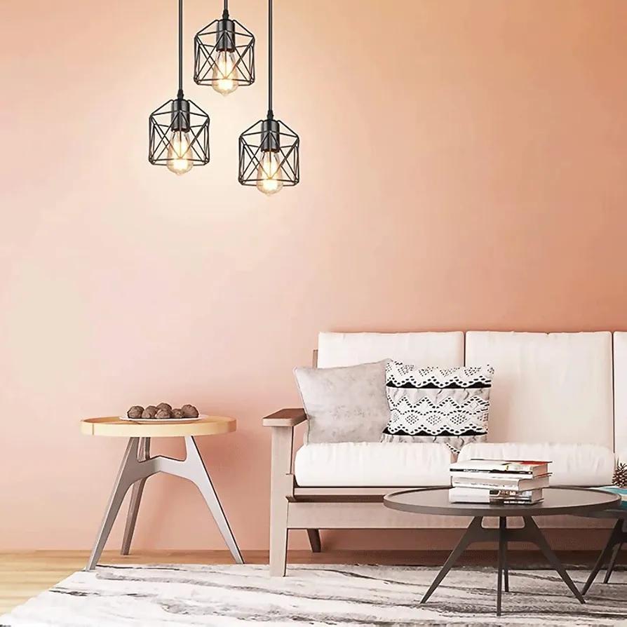 Tm-Ecommerce Vintage Hanging Lamp 3 Light Points E27