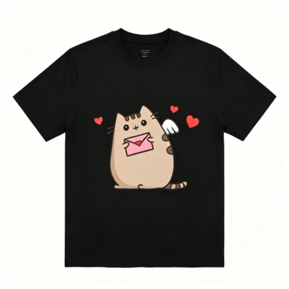 Funny Cartoon Cat with Wings Print Kids T-Shirts Summer Fashion Street Outdoor Casual T-shirt Tops for Boy and Girl s Tees Top 100