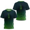 Fashionable gradient striped printed T-shirt,  badminton and table tennis training clothing, summer casual top, sport