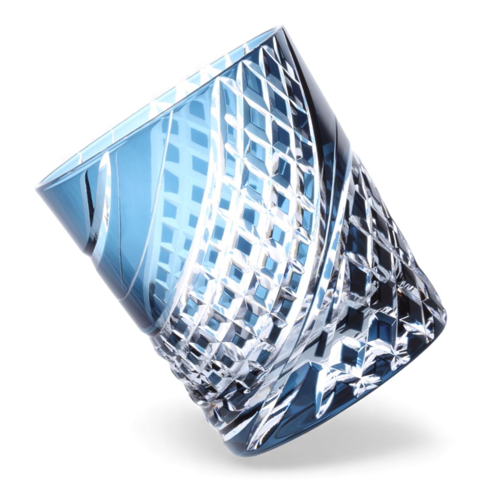 

Dinner Luxe Cut Glass Cup 280cc Flowing Water Lattice Ink Blue Kouga Takumi-fu 80xH90mm PNO.334399