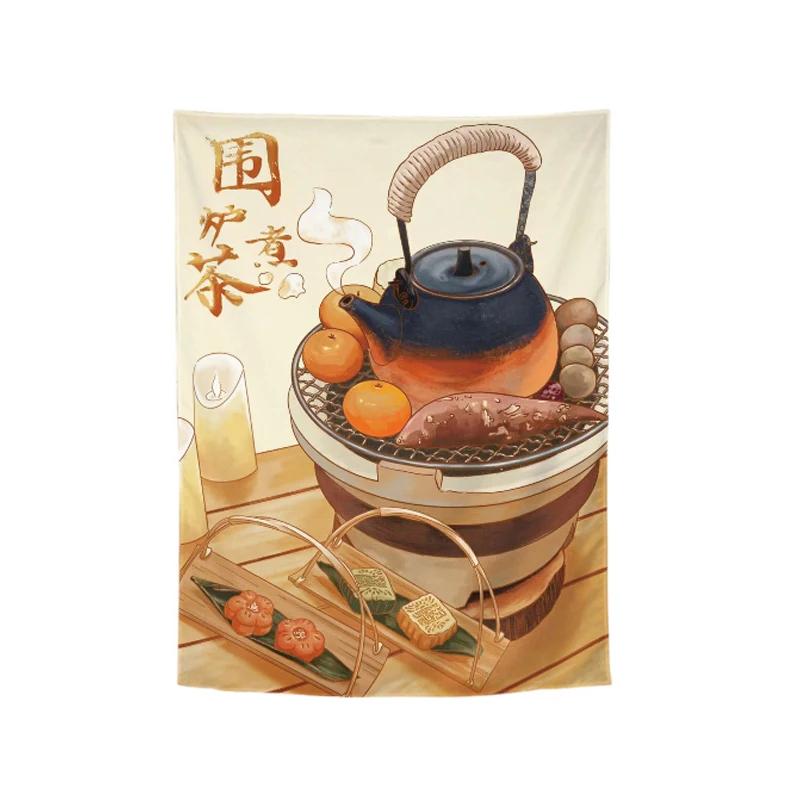 Japanese Tea Room Partition Door Head Curtain Chinese-style Flag Curtain Signboard Hanging Teahouse Short Curtain Decoration