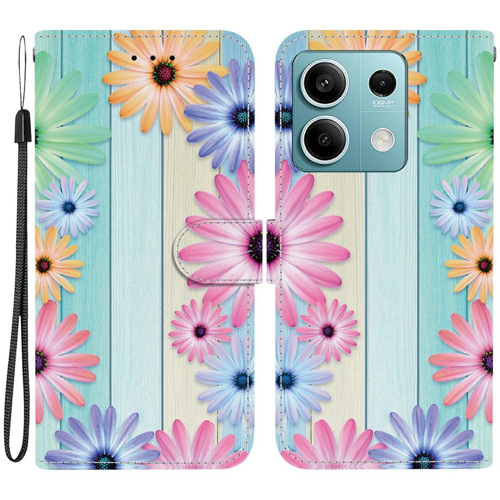 Für Xiaomi Redmi Note 13 5G Hülle Musterdruck Sturzsicher Leder Klapp-Brieftasche Handyhülle mit Lanyard