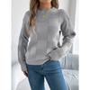 European American Style Solid Plaid Long Sleeve Pullover Sweater Women