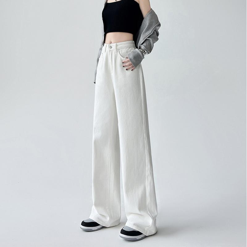 High Waist Wide Leg Denim Pants Women's Spring 2025 New Style Slimming Drapey Loose Floor-Length Narrow Straight Cut Trousers