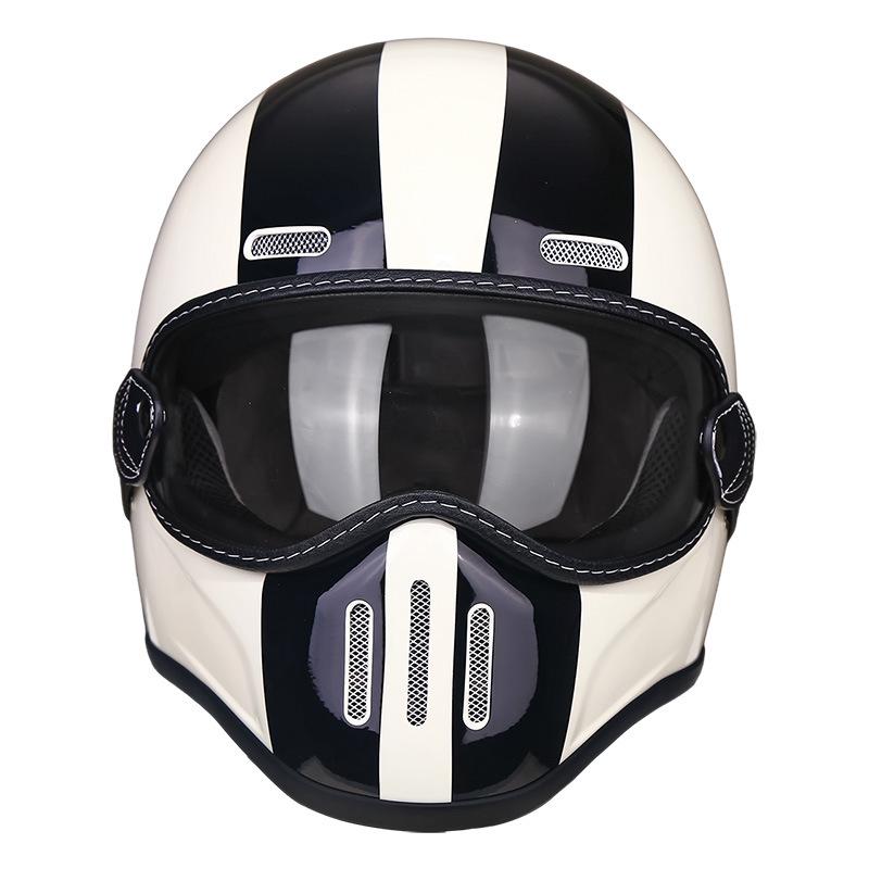 Retro Fiberglass Full-Face Motorcycle Helmet for Cruisers & Scooters - Unisex Design