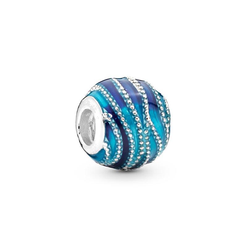 DIY Women Jewelry Gifts Blue Wave Charm Beads Fit Original Snake Bracelets Necklace Accessories