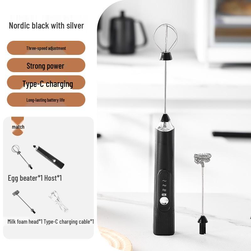 Stylish Electric Handheld Milk Frother & Mixer for Coffee and Eggs