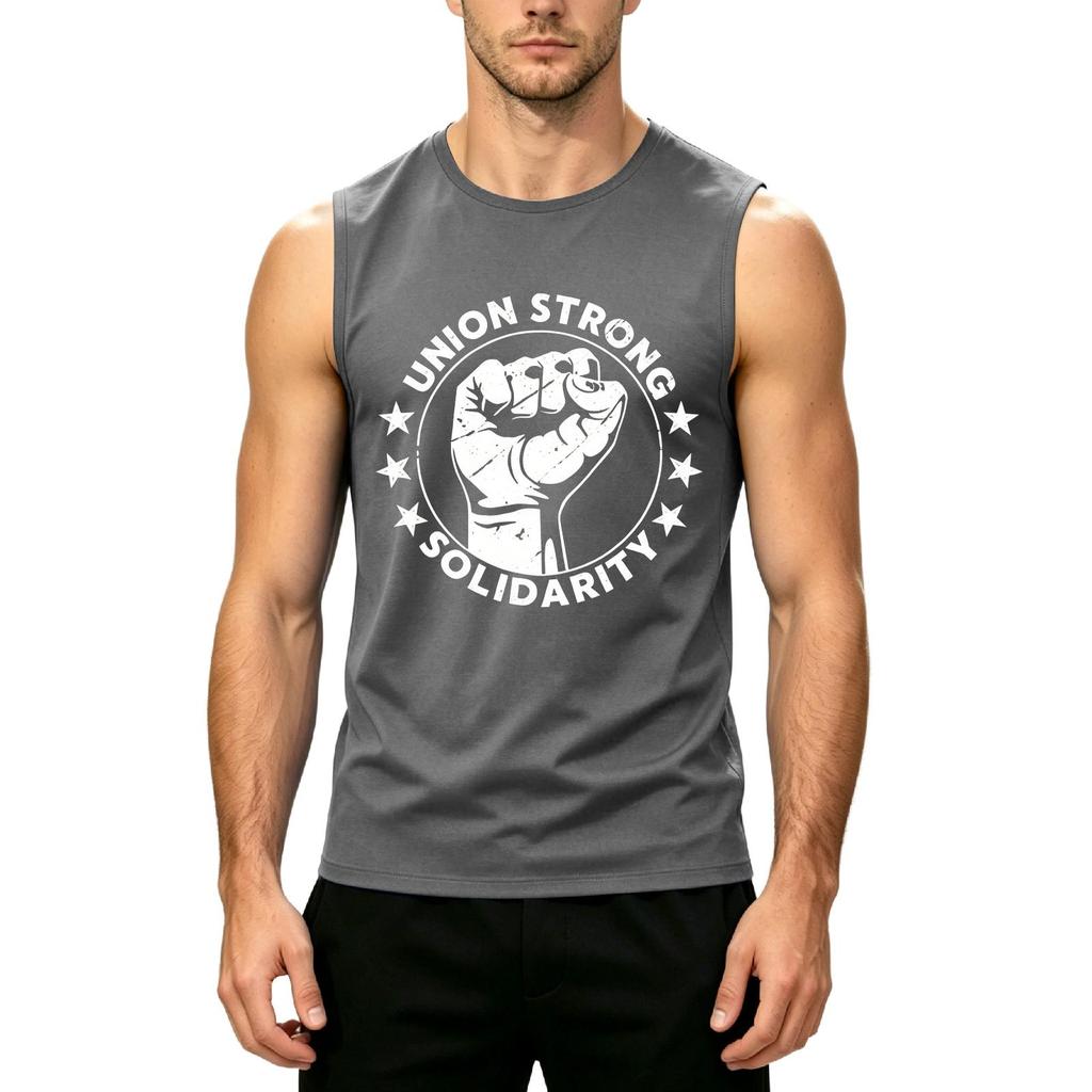 Men's Sleeveless Tank Top Casual Muscle Shirt Labor Day Printed Graphic Tee Summer Workout Gym Apparel
