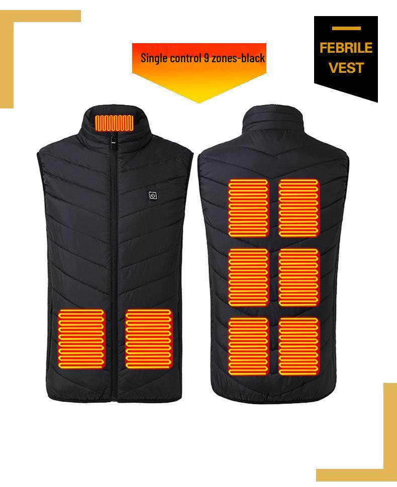 Men's Smart USB Heated Vest - Multi-Zone, Safe Electric Heating, Stand-Up Collar, Constant Temperature