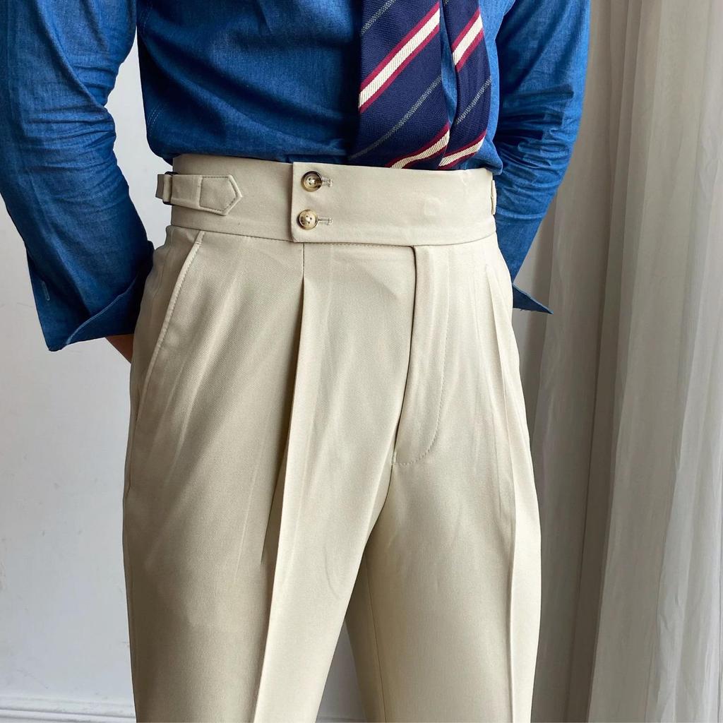 Men's British-Style Wrinkle-Resistant Dress Pants - Casual, Versatile, and Stylish French Suit Trousers