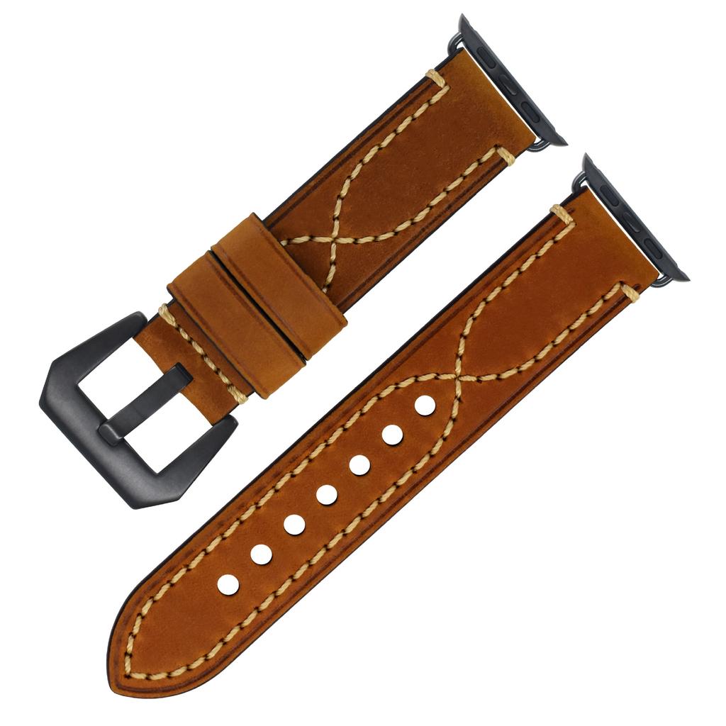 Apple Strap Apple Iwatch7 SE 6 5 4 Genuine Leather First Layer Stainless Steel Pin Buckle Leather Strap Men
