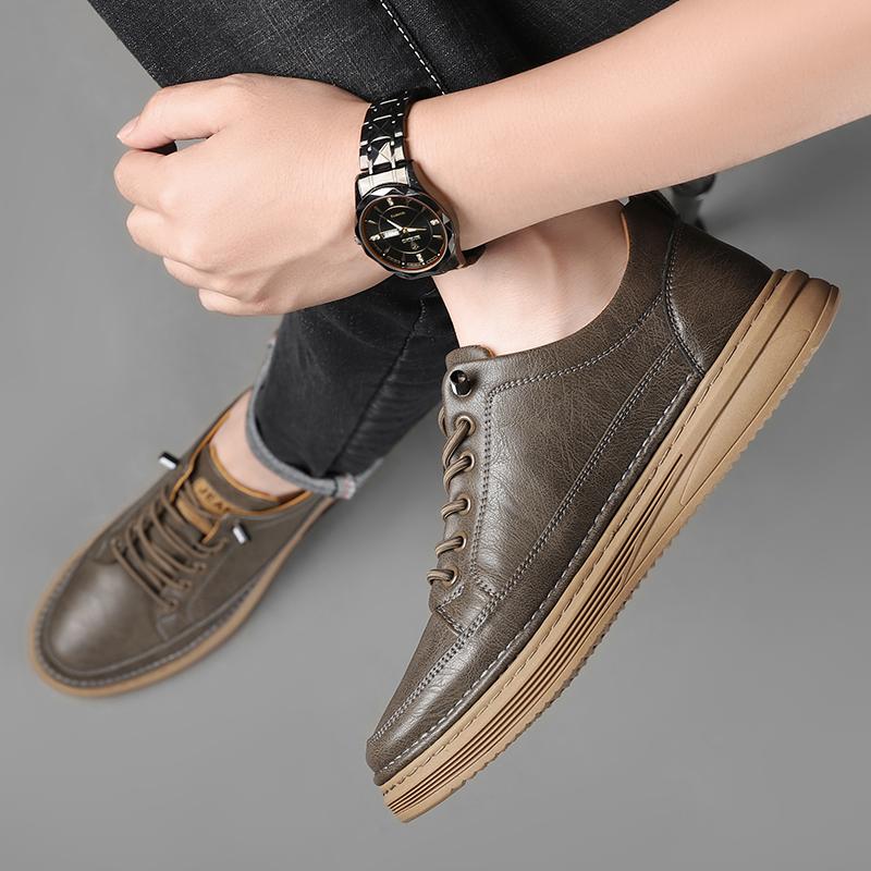 Fashion 2024 Men's Shoes High Quality Genuine Leather Shoes Casual Leather Shoes All-match Waterproof Non-slip Leather Sneakers