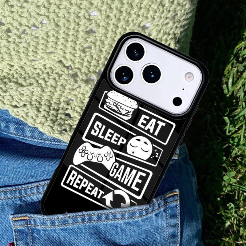 Eat Sleep Game Repeat Gamer Phone Case Cover Compatible with for IPhone 17air 16e 15 14 13 12 11Pro Max 17 Air