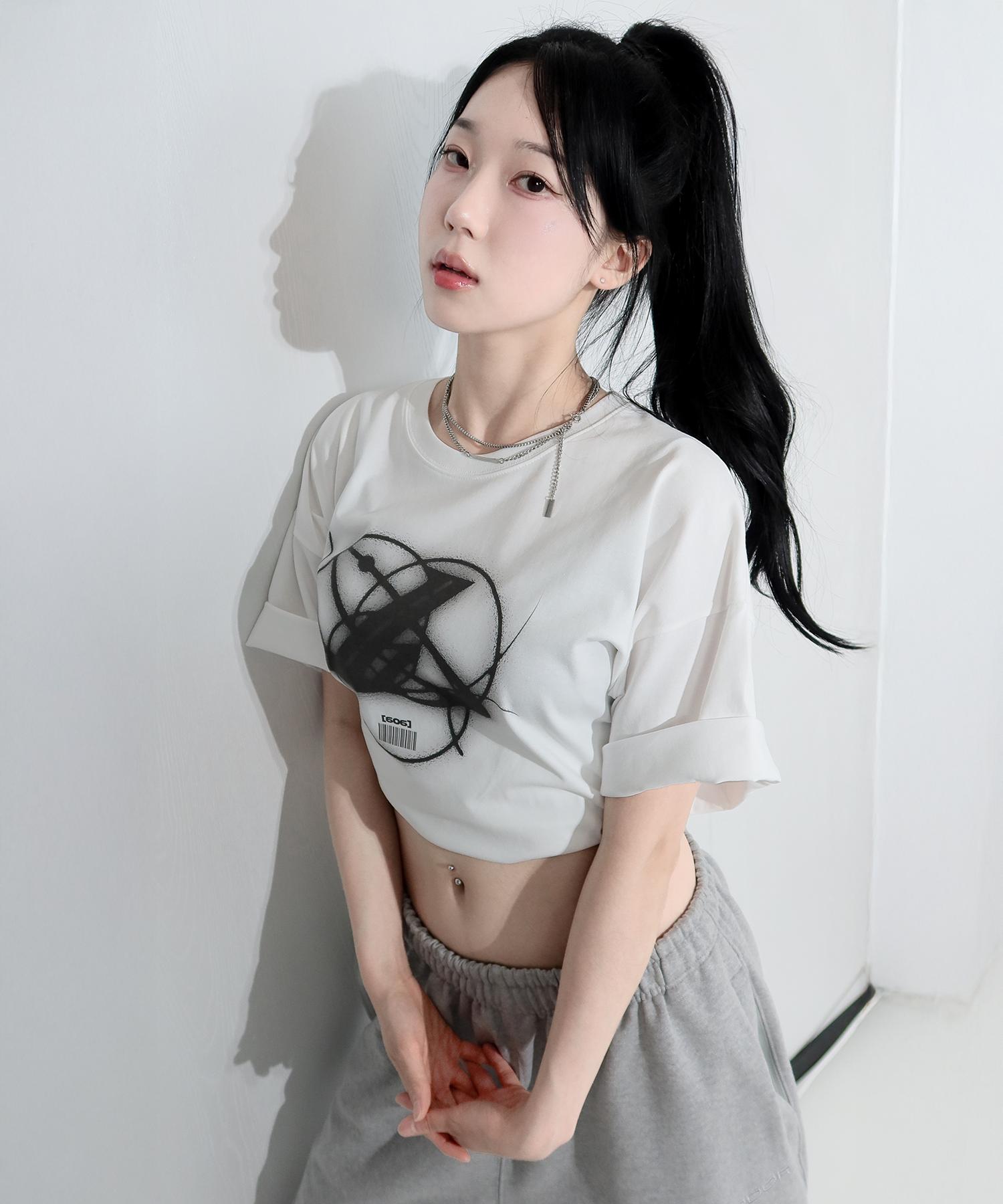 Just Haeng Oversized Nuclear Logo White Short Sleeve L