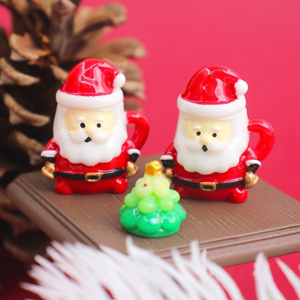 10 Set Resin Santa Claus Coffee Cup Crafts DIY Cute Mini Santa Claus Teacup Pretend Play Toys Santa Claus Miniature Ornament