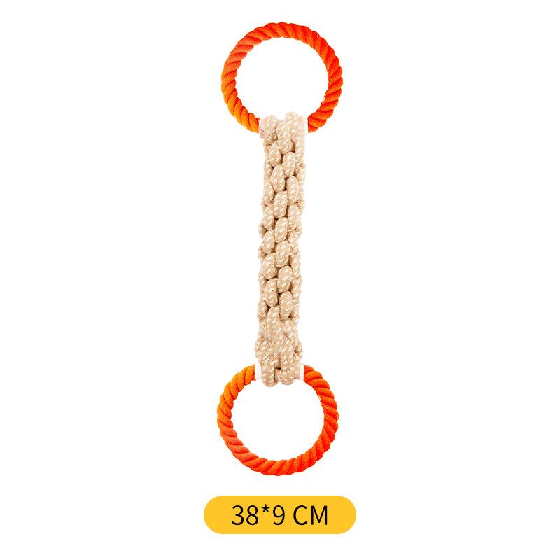 Pet Playtime Dog Toy Rope Double-Ring Cotton Blend for Interactive Enjoyment