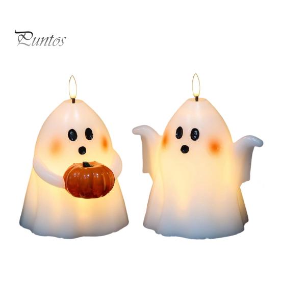 Safe Decorative Night Lights Halloween Ghost Flameless Candle, Cute Holding BOO Letter Tealight, Kid Friendly Gifts Battery Operated LED Flickering