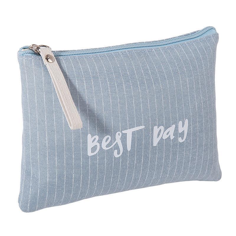Letter Printed Canvas Makeup Bag With Large Capacity For Toiletries And Candy StyleD
