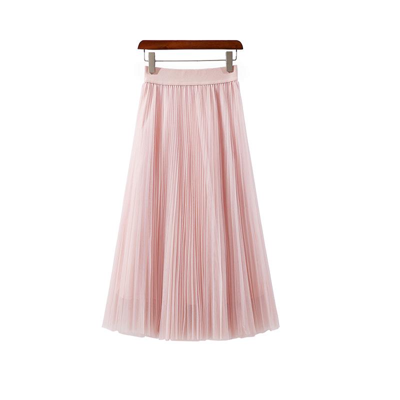 Round Versatile Three-Layer Mesh Pleated Long Skirt for Women - 6-Meter Wide Hem, 2026 Spring/Summer Collection